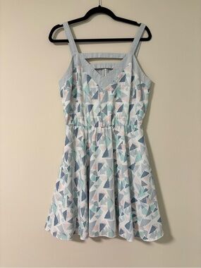 Eve Gravel Light Blue Geometric Sundress